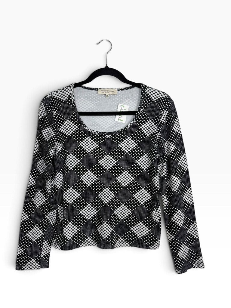 JONES NEW YORK POLKA DOT CHECK TOP