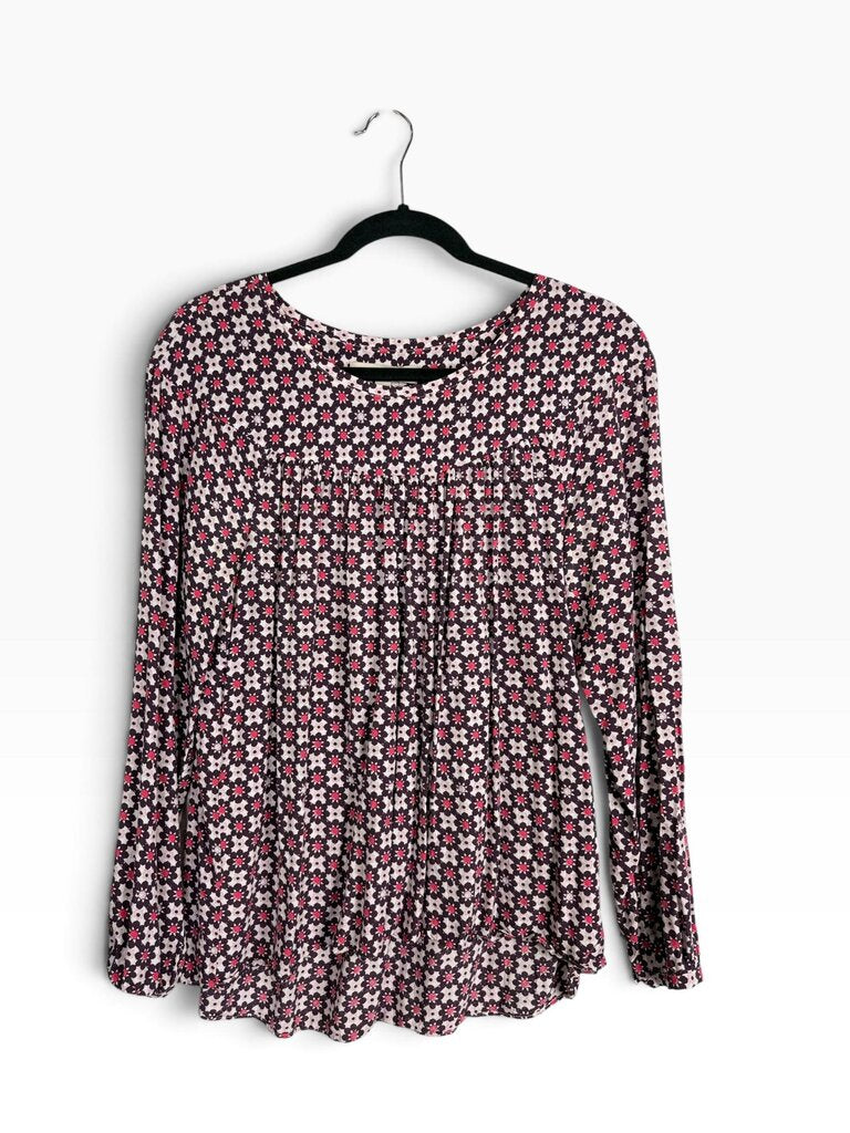 LOFT GEO FLORAL PRINT BLOUSE