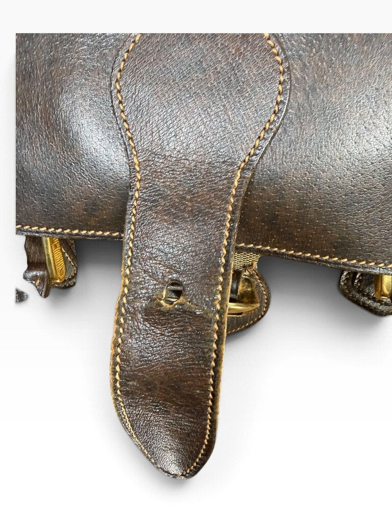 AUTHENTIC GUCCI FLAP LEATHER & CANVAS BAG