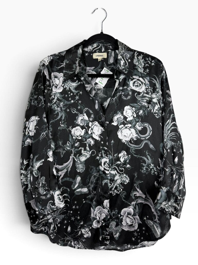 L'AGENCE SNAKE/ROSE/BUTTERFLY PRINT BUTTON DOWN