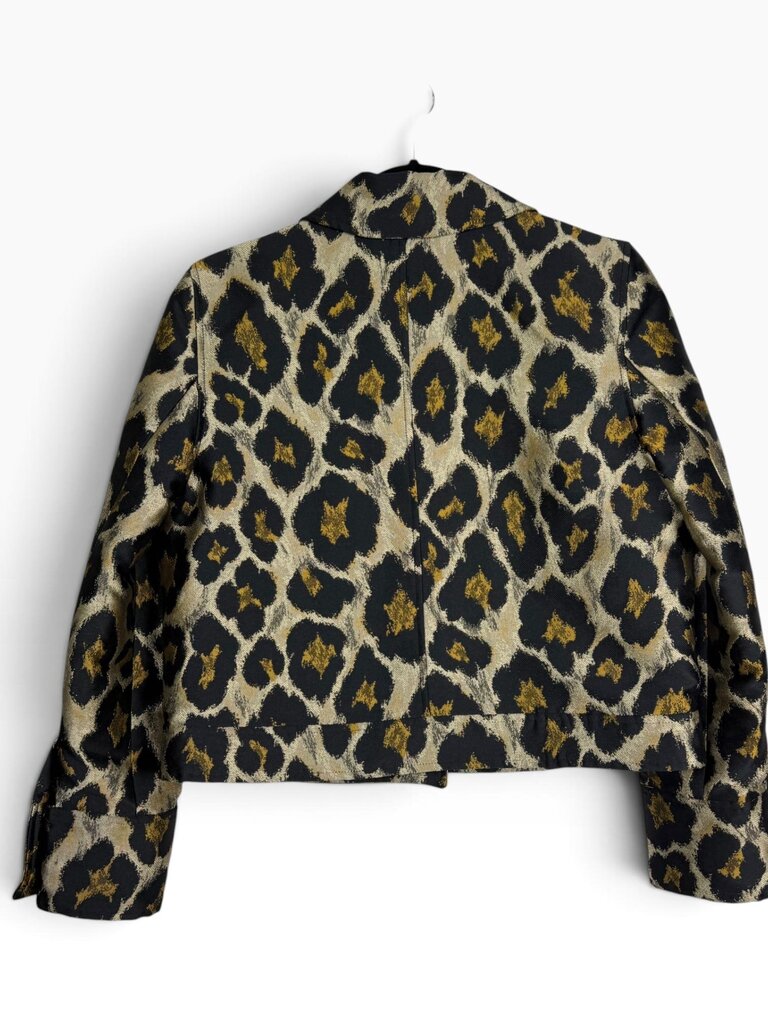 SEZANE LEOPARD PRINT CROPPED JACKET