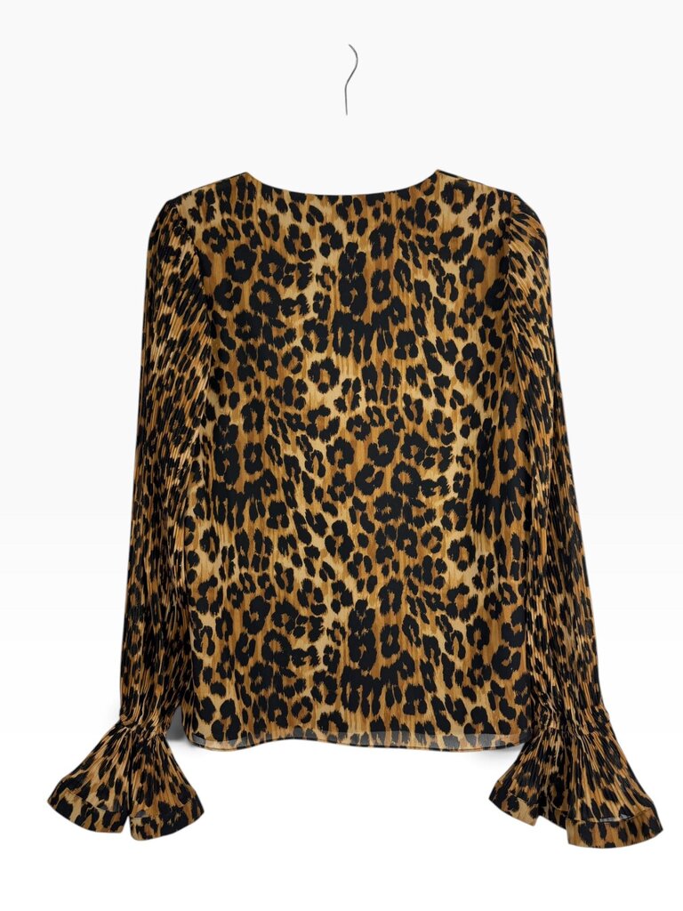 MILLY PLEATED LEOPARD PRINT BLOUSE