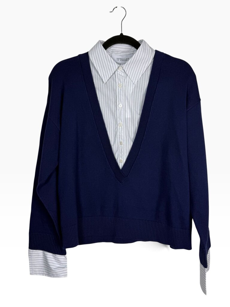 DEREK LAM 10 CROSBY FAUX BUTTON DOWN SWEATER