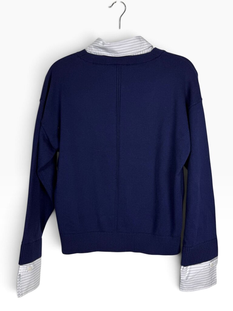 DEREK LAM 10 CROSBY FAUX BUTTON DOWN SWEATER
