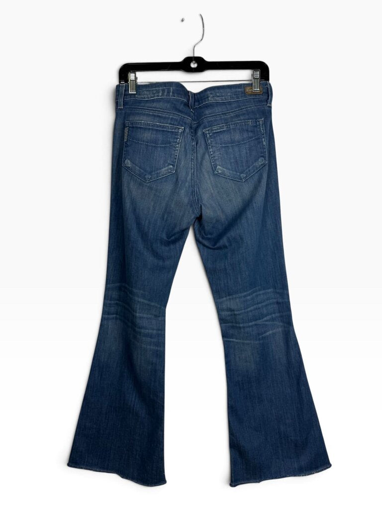 PAIGE LOW RISE DISTRESSED FLARE JEANS