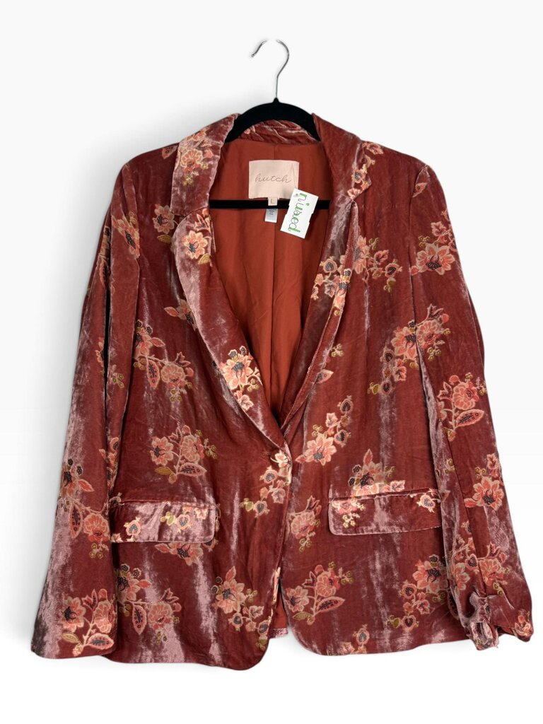 HUTCH CRUSHED VELVET FLORAL BLAZER