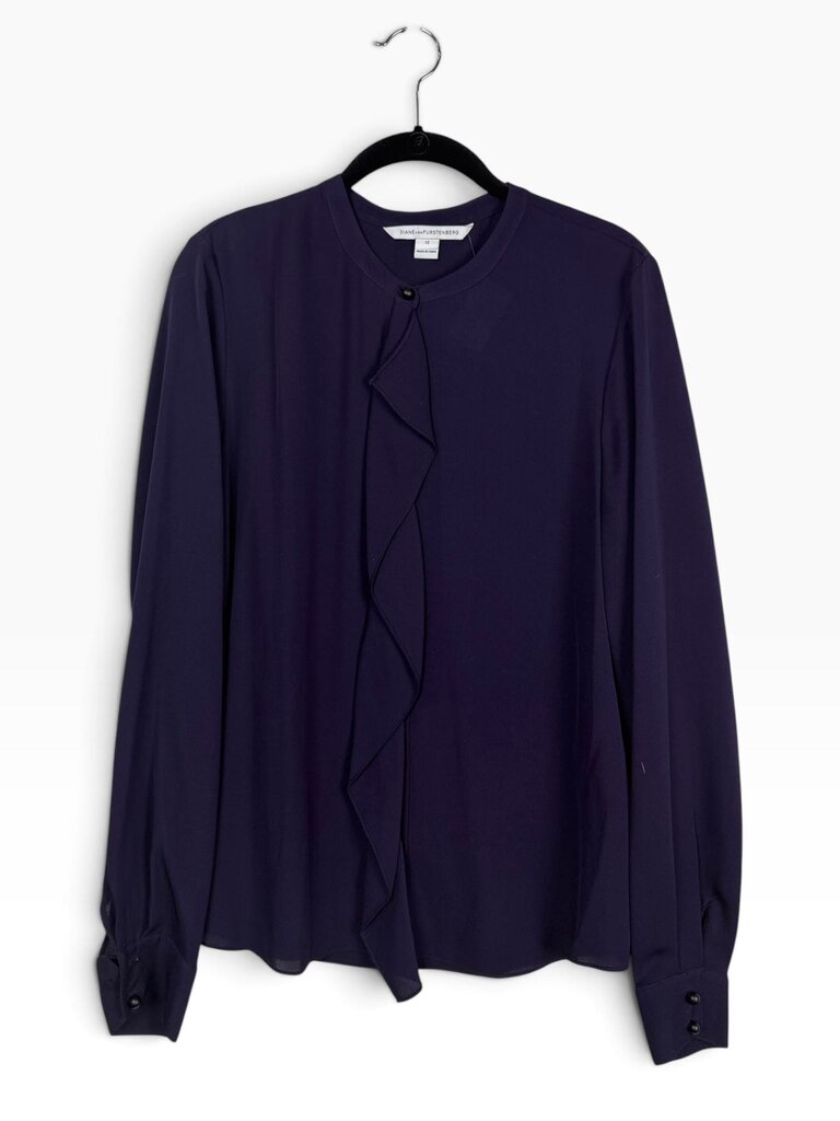 DIANE VON FURSTENBURG RUFFLE 100% SILK BLOUSE