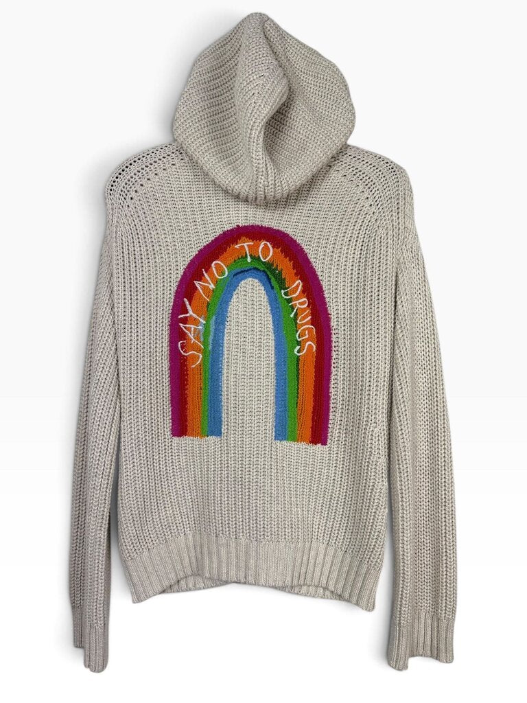 ZADIG & VOLTAIRE "SAY NO TO DRUGS" RAINBOW KNIT HOODIE
