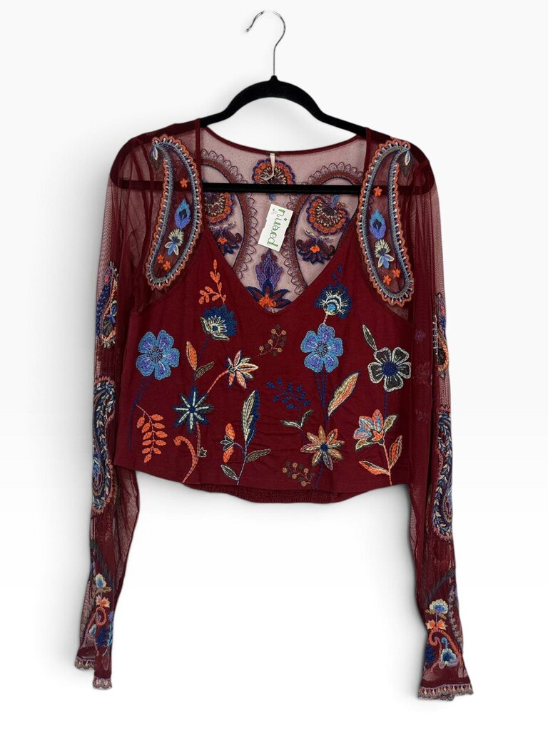 FREE PEOPLE FLORAL EMBROIDERED BLOUSE
