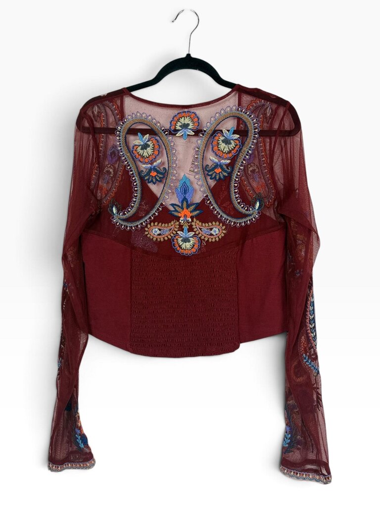 FREE PEOPLE FLORAL EMBROIDERED BLOUSE