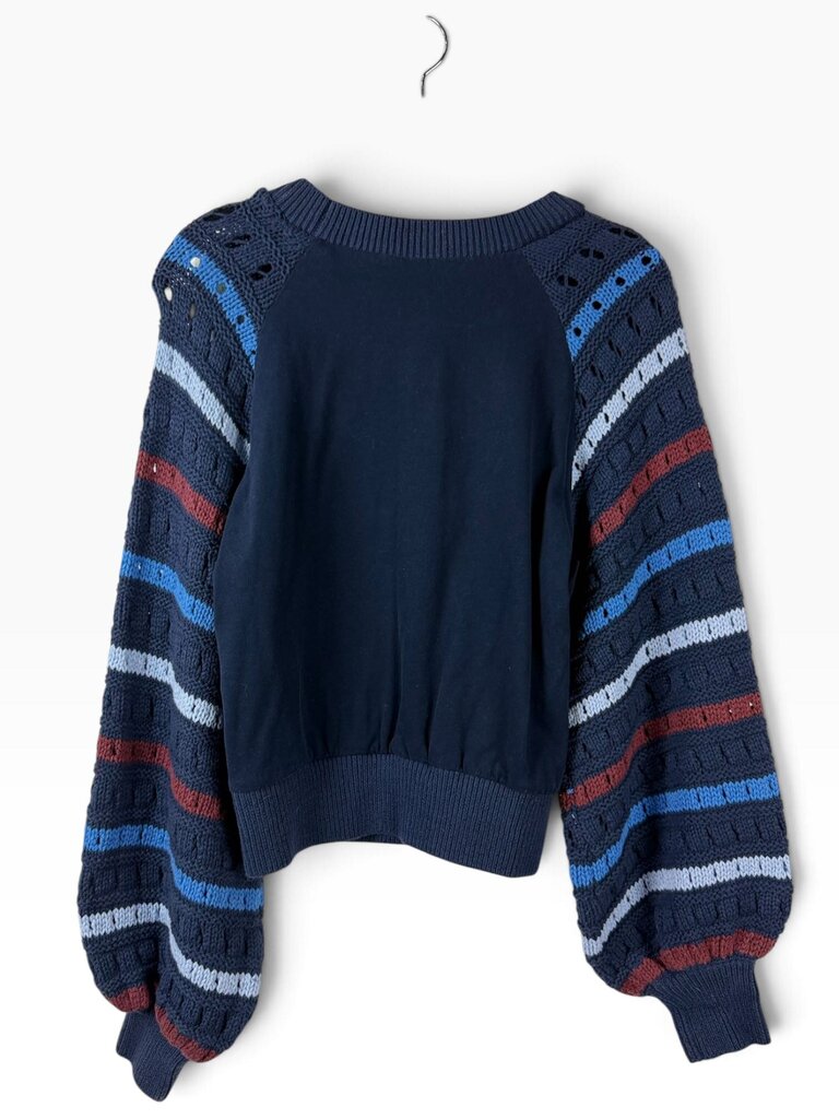 DOLAN STRIPED CROCHET KNIT SWEATER
