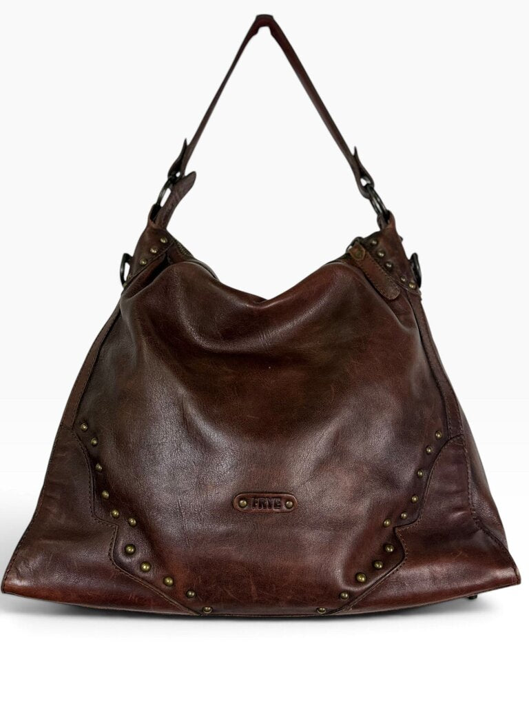 FRYE STUDDED LEATHER SHOULDER BAG