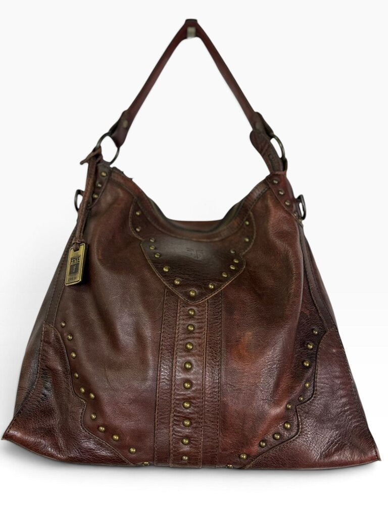 FRYE STUDDED LEATHER SHOULDER BAG