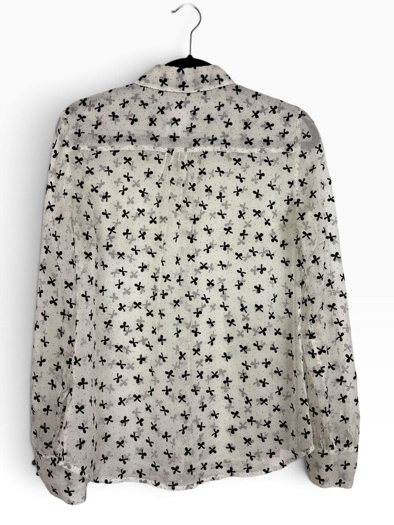 LORD & TAYLOR SHEER BOW PATTERN BUTTON DOWN