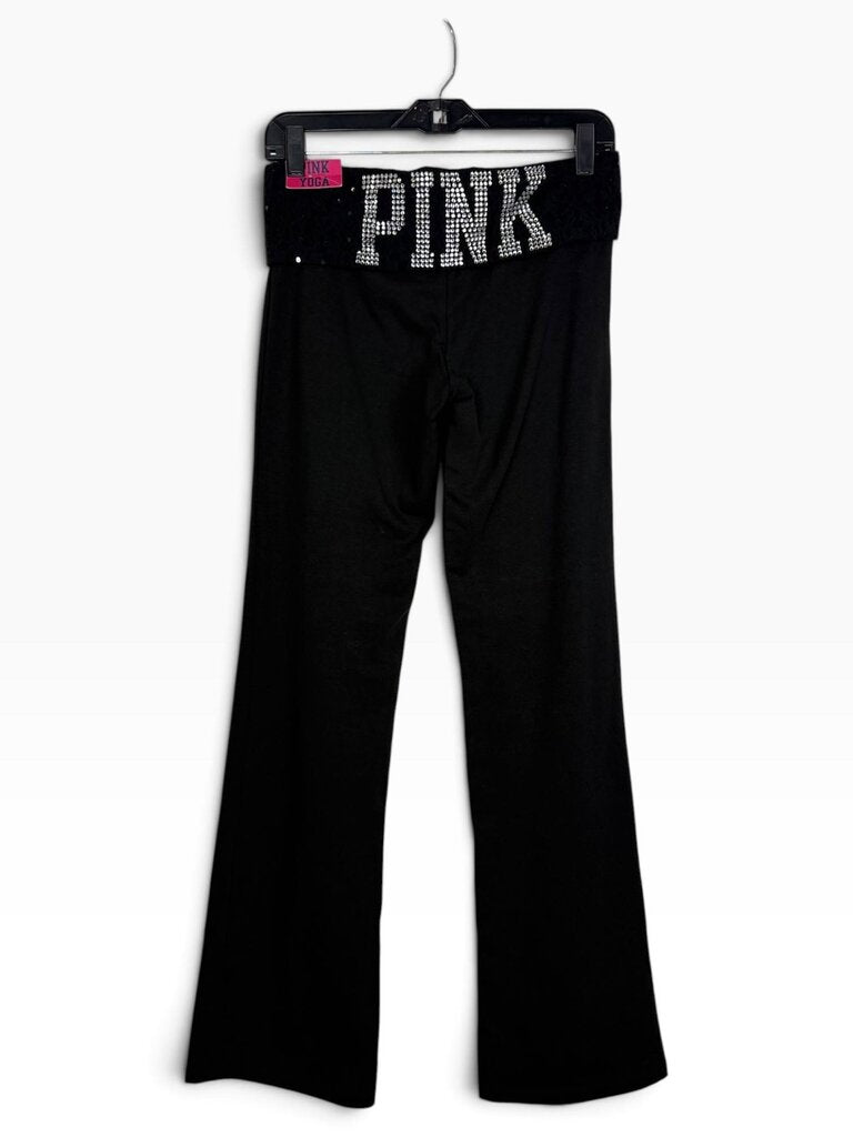 PINK LACE SEQUIN FOLD OVER FLARE LEGGINGS