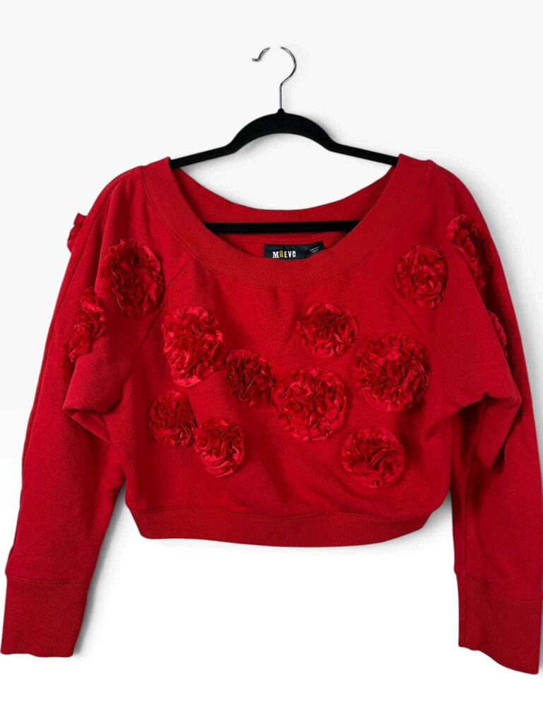 MAEVE ROSETTE APPLIQUE CROP TOP