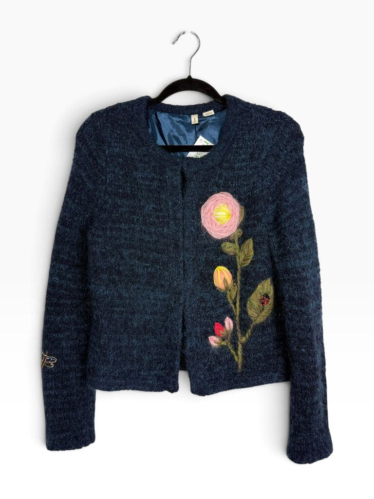 MOTH WOOL BLEND FLORAL CARDIGAN