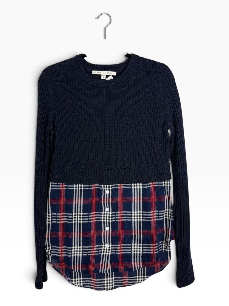 VERONICA BEARD FAUX SHIRT KNIT SWEATER