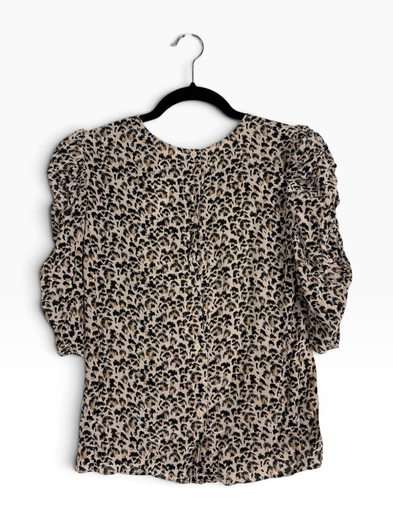 REBECCA TAYLOR CHEETAH PRINT SILK BLOUSE