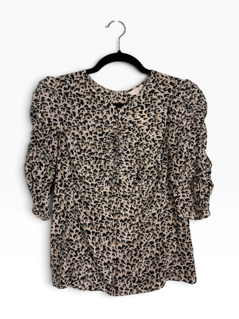 REBECCA TAYLOR CHEETAH PRINT SILK BLOUSE