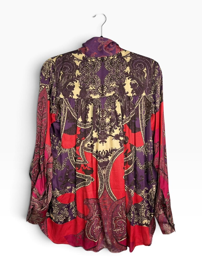 REISS PAISLEY PRINT PUSSY BOW BLOUSE