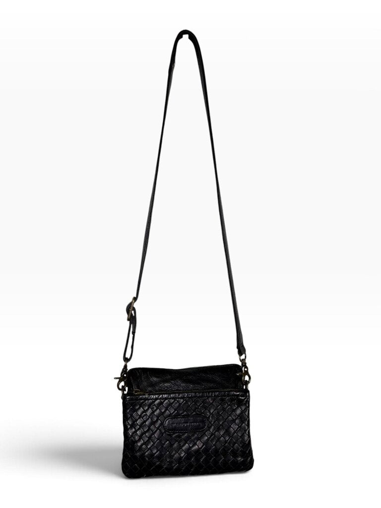 WANDERERS WOVEN LEATHER CROSSBODY