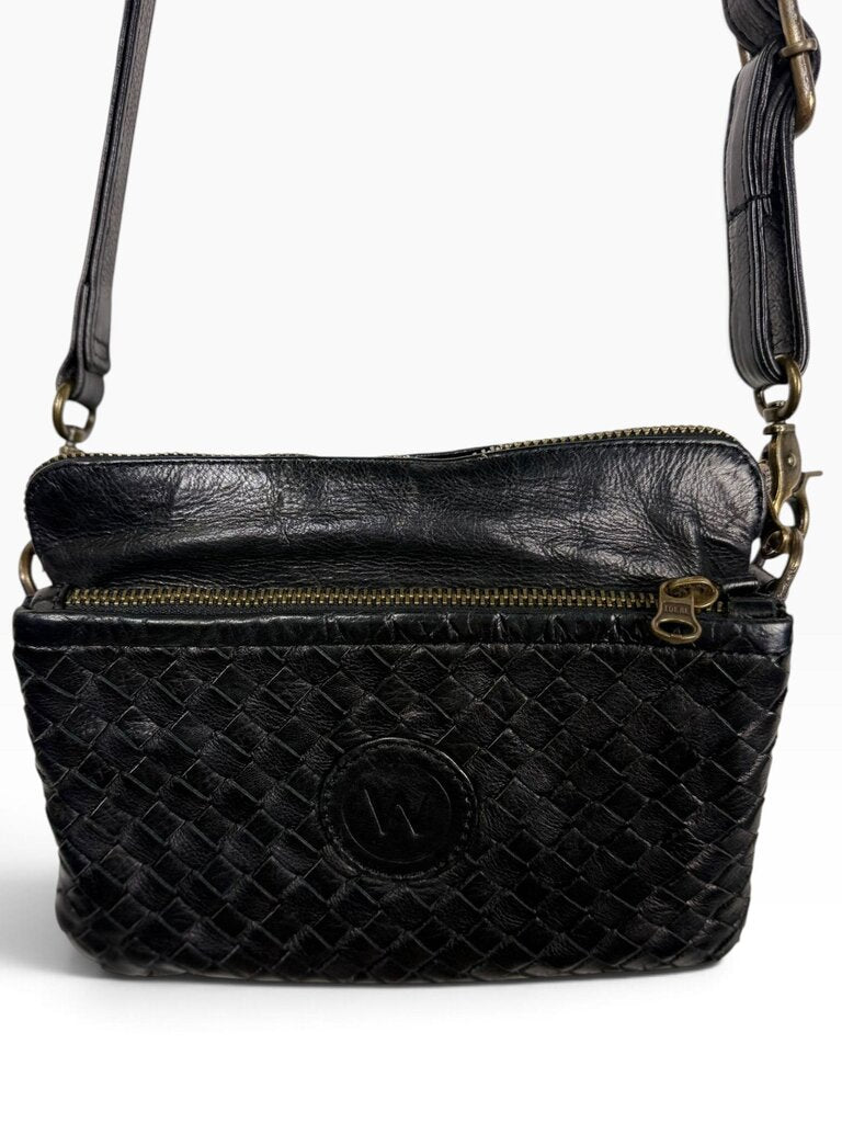 WANDERERS WOVEN LEATHER CROSSBODY