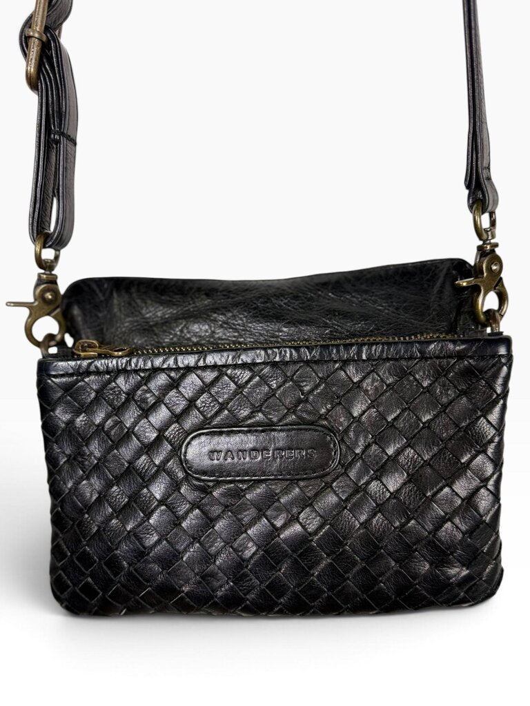 WANDERERS WOVEN LEATHER CROSSBODY