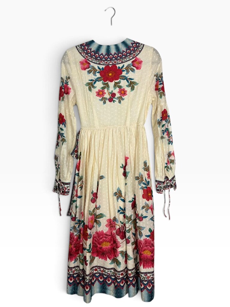 FARM RIO FLORAL WRAP MIDI DRESS