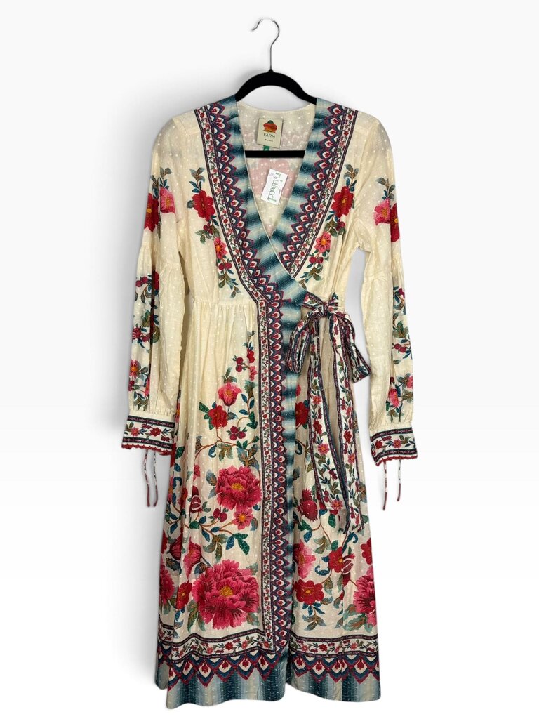 FARM RIO FLORAL WRAP MIDI DRESS