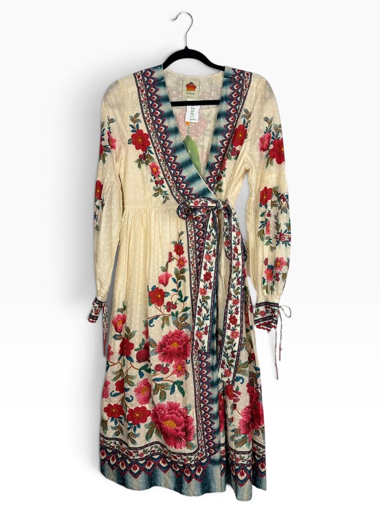 NWT FARM RIO FLORAL WRAP MIDI DRESS