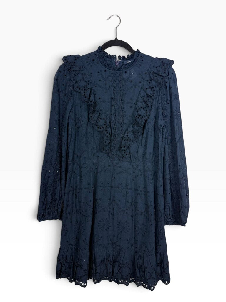 FRENCH CONNECTION EYELET RUFFLE DRESS