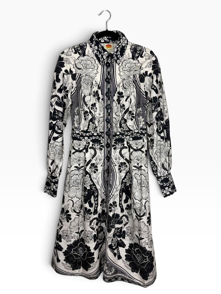 FARM RIO FLORAL SHIRT DRESS