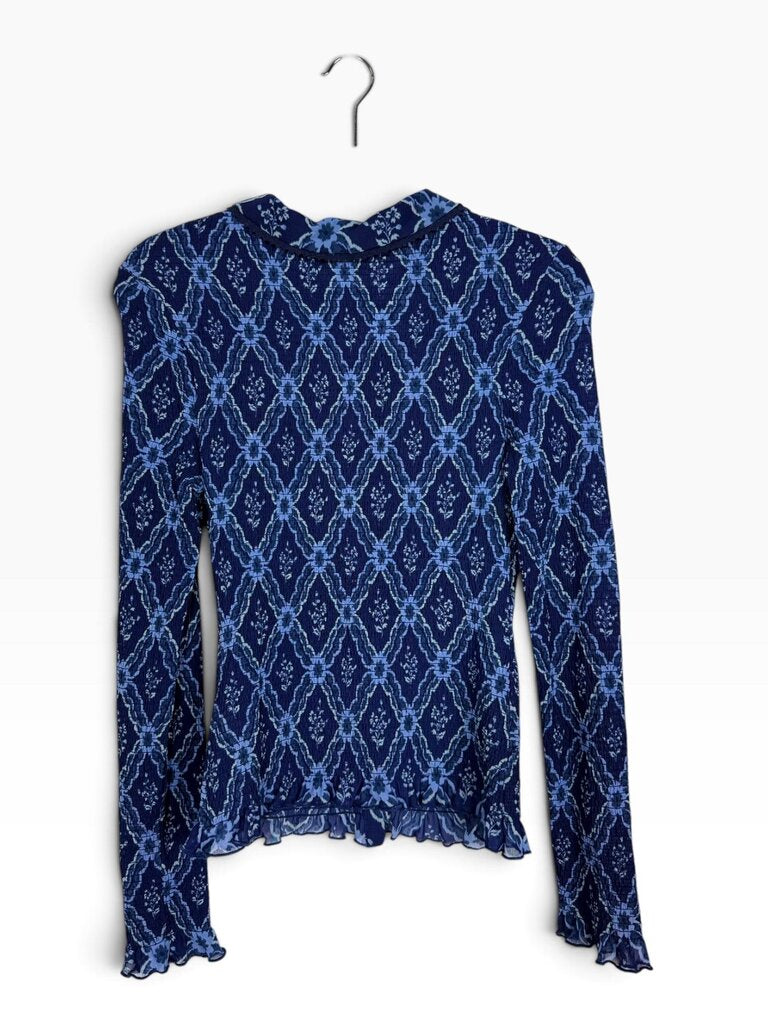 FREE PEOPLE FLORAL MESH BUTTON DOWN