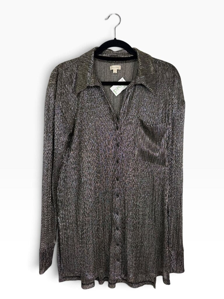 PILCRO LONG METALLIC BUTTON DOWN