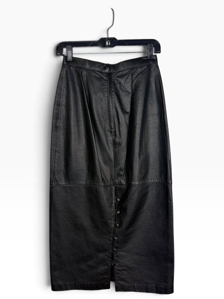 GLLL HIGH RISE LEATHER MIDI SKIRT