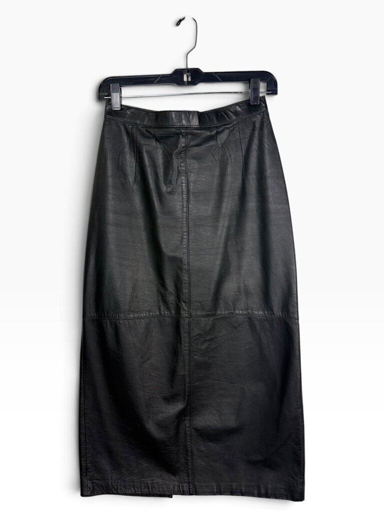GLLL HIGH RISE LEATHER MIDI SKIRT