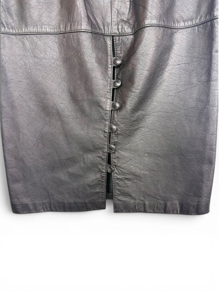 GLLL HIGH RISE LEATHER MIDI SKIRT