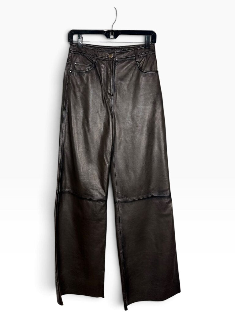 BOD & CHRISTENSEN HIGH RISE WIDE LEG LEATHER PANTS