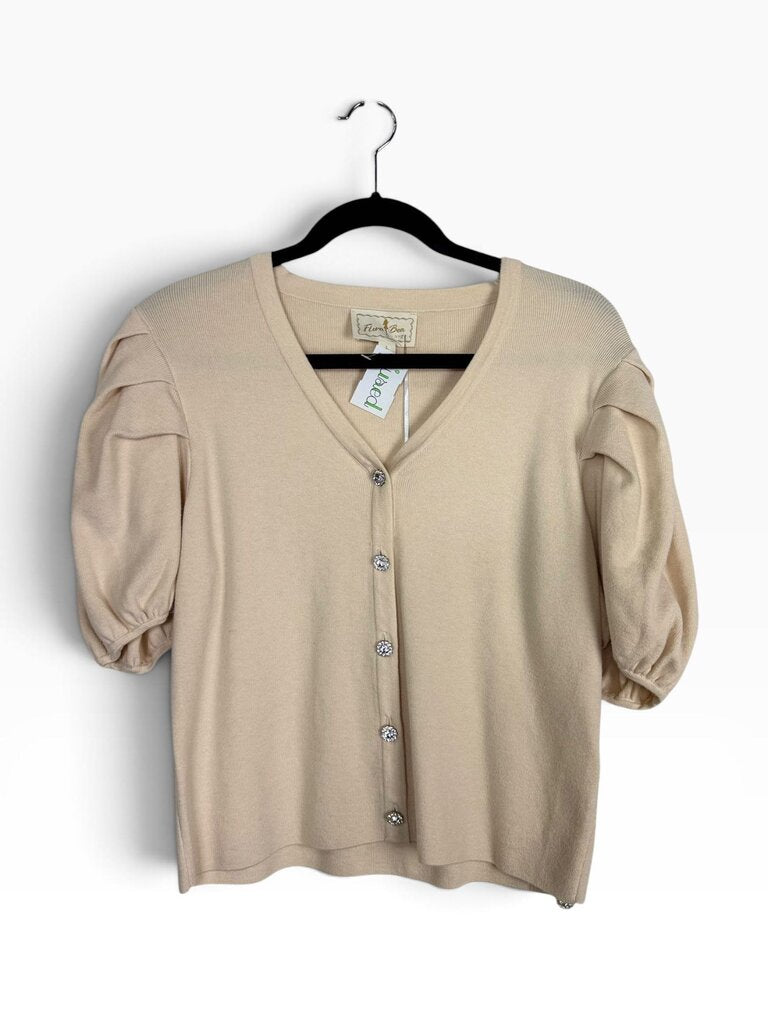 FLORAL BEA CRYSTAL BUTTON CARDIGAN