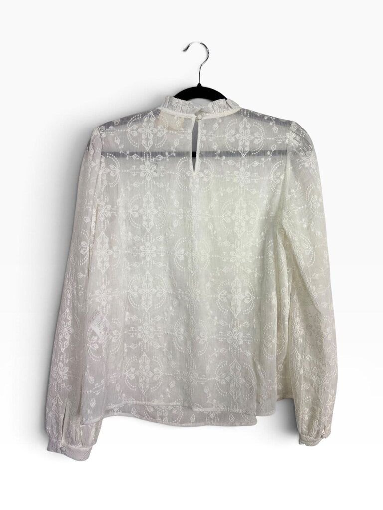 SEZANE "VALENTINE" SHEER EMBROIDERED BLOUSE