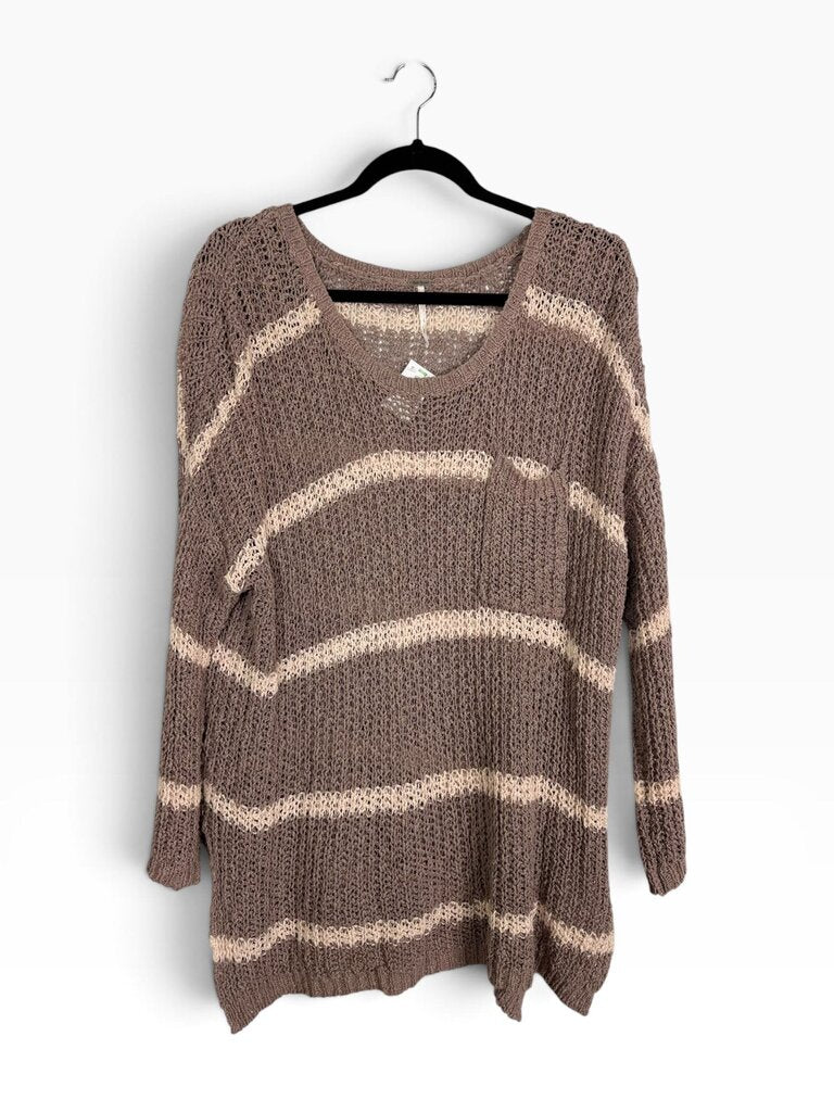 FREE PEOPLE COTTON KNIT STRIPED SWEATER