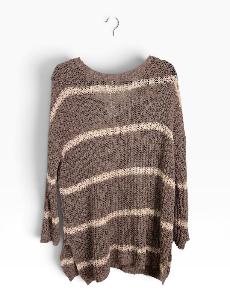 FREE PEOPLE COTTON KNIT STRIPED SWEATER