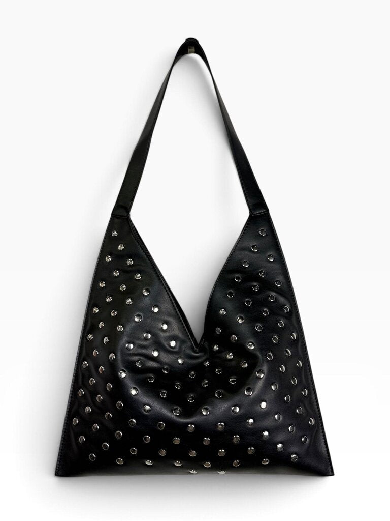 MODA LUXE VEGAN LEATHER STUDDED SHOULDER BAG