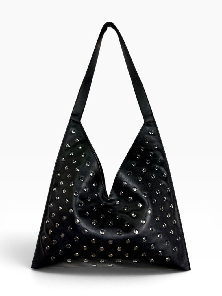 MODA LUXE VEGAN LEATHER STUDDED SHOULDER BAG