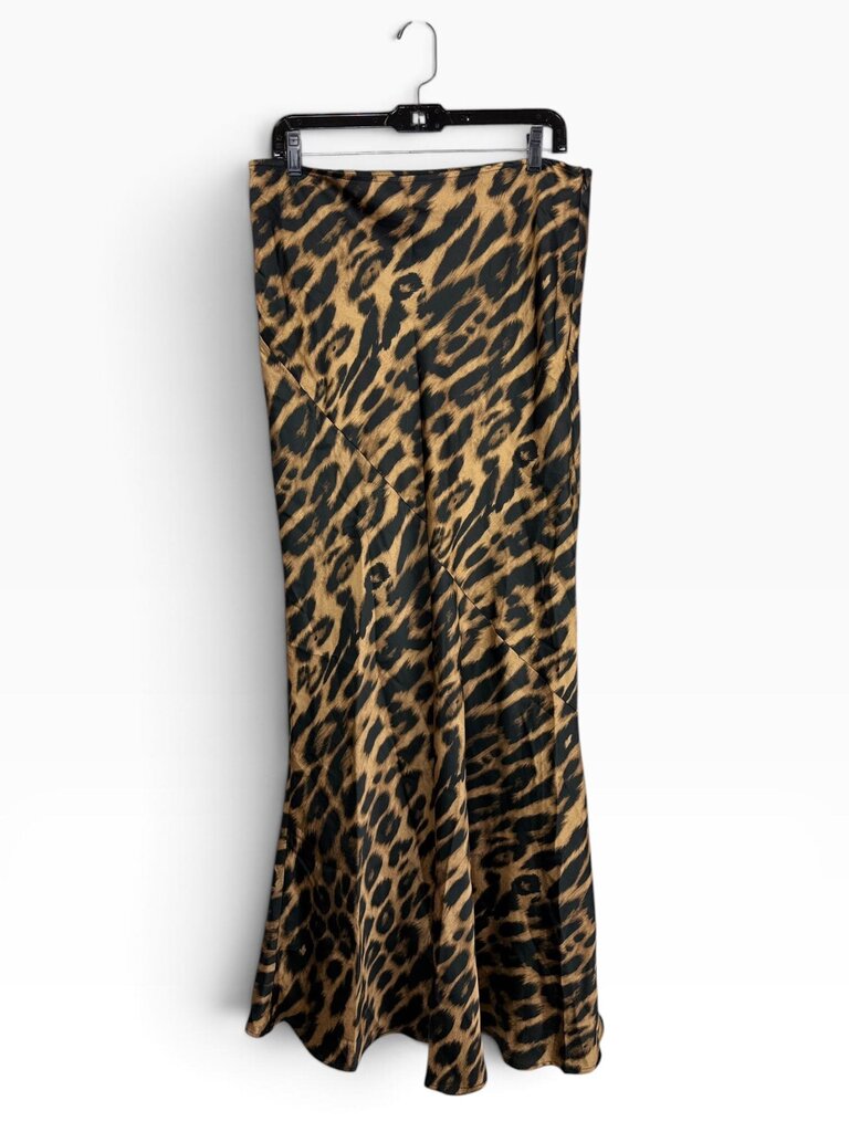 COMMENSE SATIN LEOPARD PRINT MAXI SKIRT