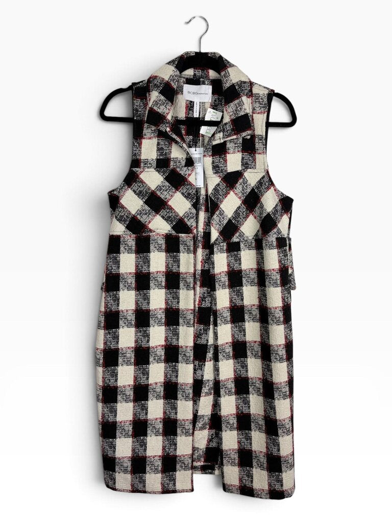 BCBG GENERATION PLAID OPEN TOPPER
