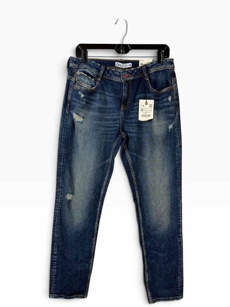 ZARA RIPPED STRAIGHT LEG JEANS