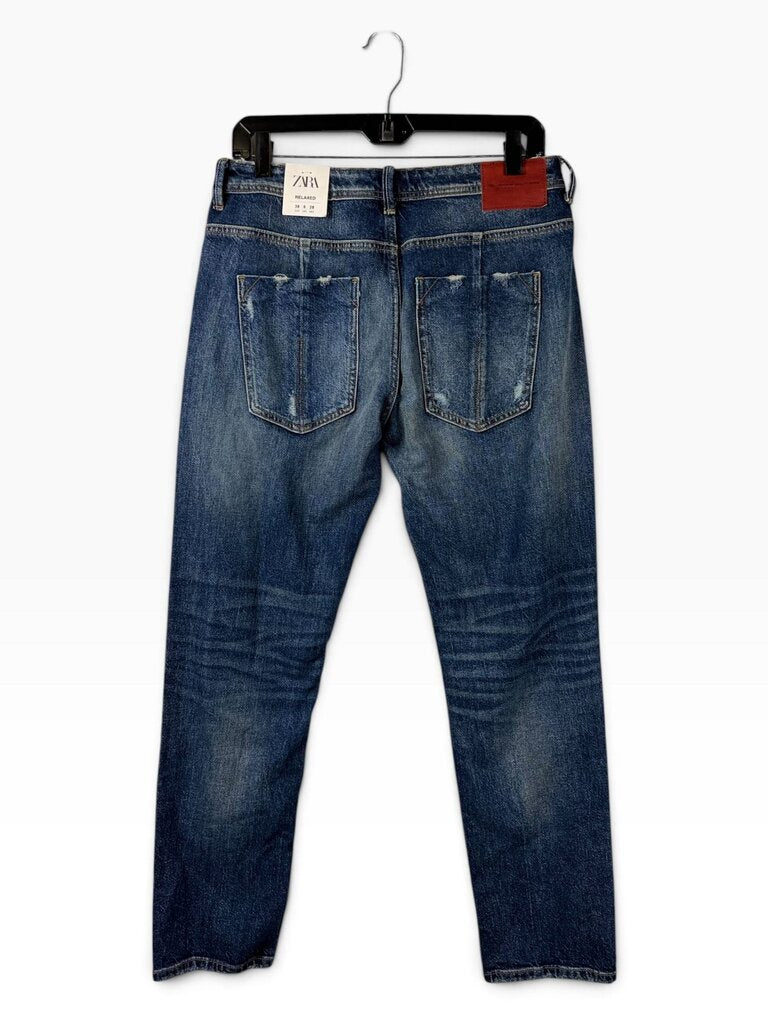 ZARA RIPPED STRAIGHT LEG JEANS