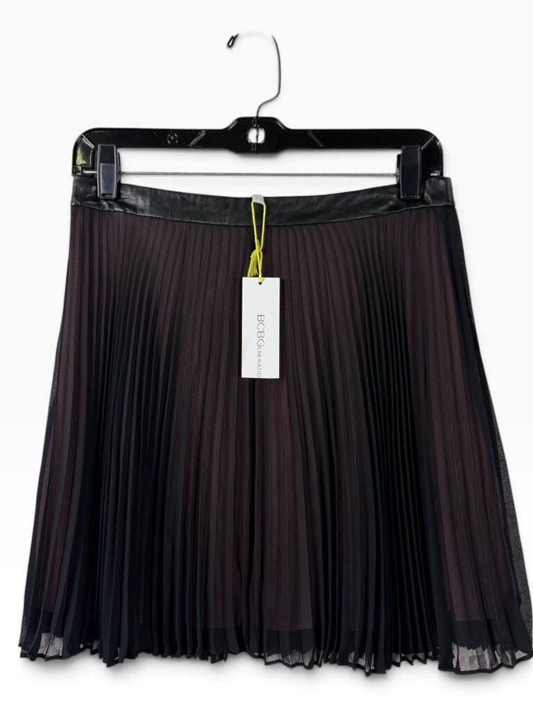 BCBG GENERATION LEATHER PLEATED MINI SKIRT